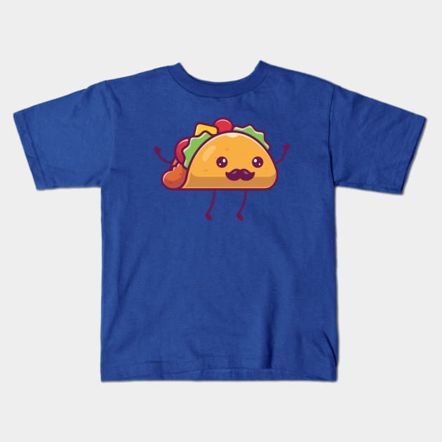 Cute Mustache Taco Jumping Cartoon Kids T-Shirt by Catalyst Labs